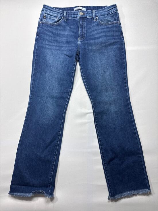 KANCAN JEANS Denim - KanCan Women's Frayed Hem Straight Leg Stretch Blue Jeans - Size 31 (32x29)